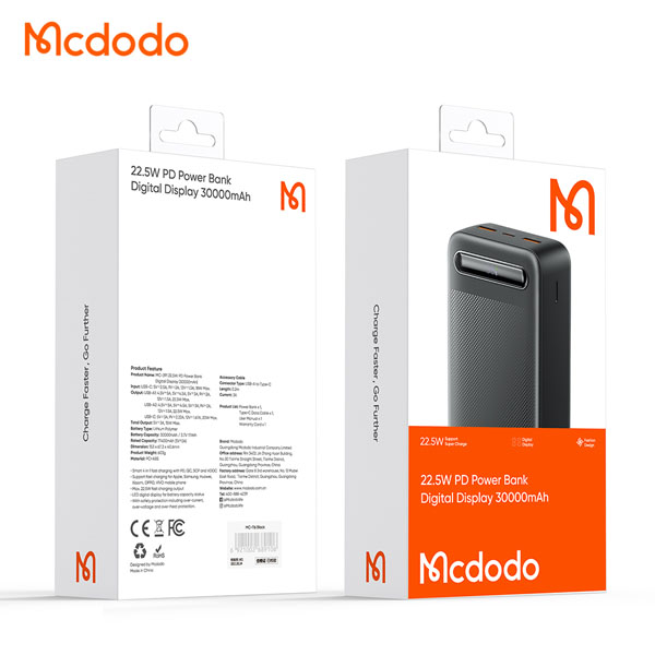 خرید پاور بانک 30000 فست شارژ 22.5W مارک مدل Mcdodo MC-391