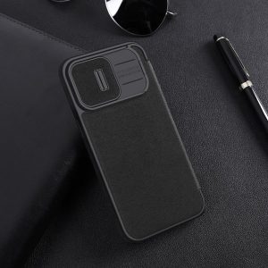 خرید کیف چرم و پارچه نیلکین iPhone 15 Pro مدل Qin Pro Plain Leather + Cloth Case