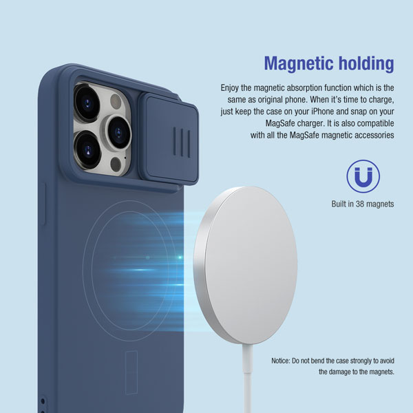 خرید گارد سیلیکونی مگنتی iPhone 15 Pro مارک نیلکین مدل CamShield Silky Magnetic Silicone