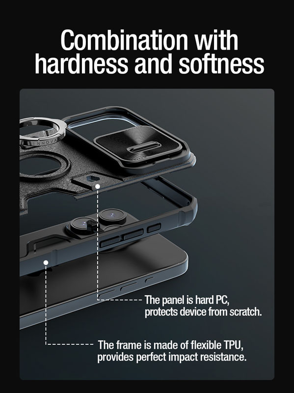 خرید گارد ضد ضربه رینگ دار iPhone 15 Pro Max مارک نیلکین مدل CamShield Armor