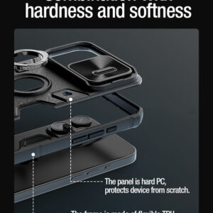 خرید گارد ضد ضربه رینگ دار iPhone 15 مارک نیلکین مدل CamShield Armor
