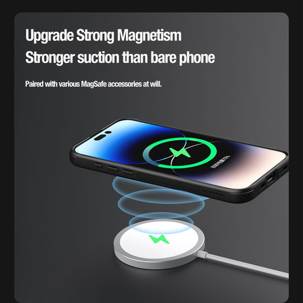 خرید گارد ضد ضربه مگنتی کمرا استند نیلکین iPhone 15 Pro Max مدل Textured Prop Magnetic
