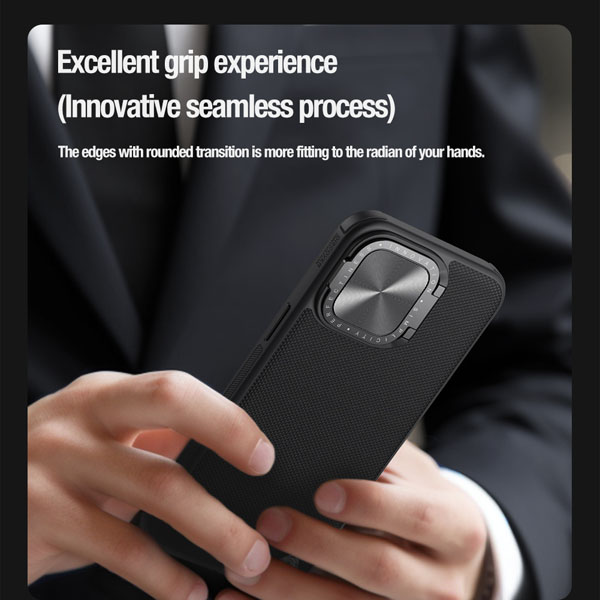 خرید گارد ضد ضربه کمرا استند نیلکین iPhone 15 Plus مدل Textured Prop