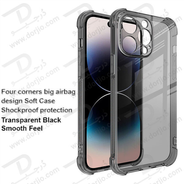 خرید قاب ژله ای شفاف ایربگ دار با محافظ دوربین iPhone 15 Pro Max