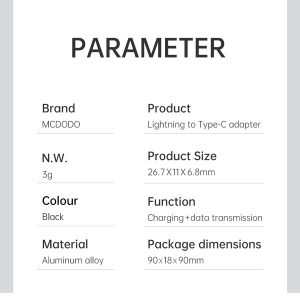 خرید مبدل لایتنینگ Lightning به Type-C مارک Mcdodo مدل OT-7700