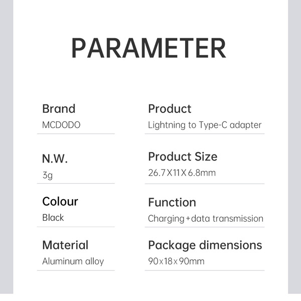 خرید مبدل لایتنینگ Lightning به Type-C مارک Mcdodo مدل OT-7700