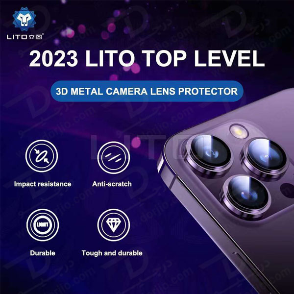 خرید محافظ لنز رینگی iPhone 15 Pro همراه با ابزار نصب مارک LITO مدل S+ Camera Protector
