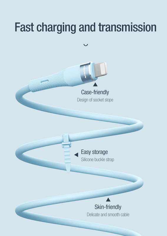 خرید کابل سیلیکونی 1.2 متری Lightning نیلکین مدل Flowspeed Liquid Silicone Cable