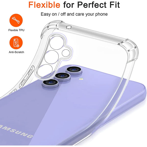 خرید قاب ژله ای شفاف ایربگ دار با محافظ دوربین Samsung Galaxy A05s