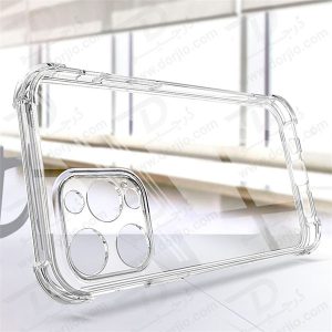 خرید قاب ژله ای شفاف ایربگ دار با محافظ دوربین iPhone 15 Pro Max