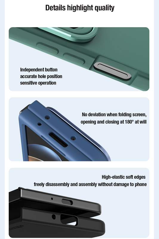 خرید گارد سیلیکونی پایه دار Samsung Galaxy Z Fold 5 مارک نیلکین مدل CamShield Silky Silicone Bracket Ver