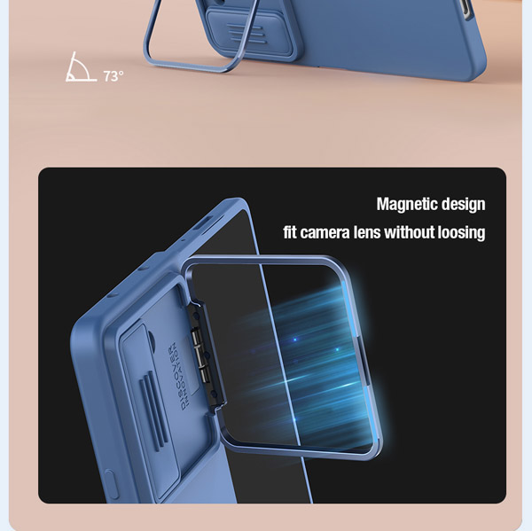 خرید گارد سیلیکونی پایه دار Samsung Galaxy Z Fold 5 مارک نیلکین مدل CamShield Silky Silicone Bracket Ver