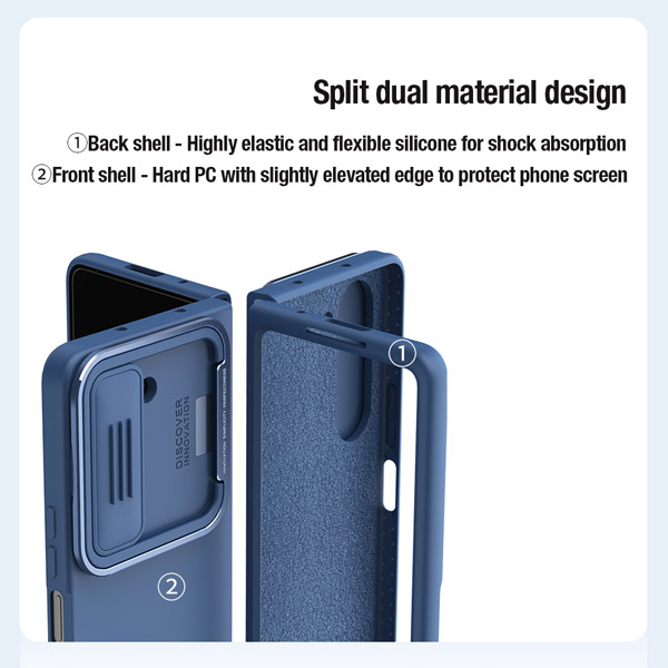 خرید گارد سیلیکونی پایه دار Samsung Galaxy Z Fold 5 مارک نیلکین مدل CamShield Silky Silicone Bracket Ver