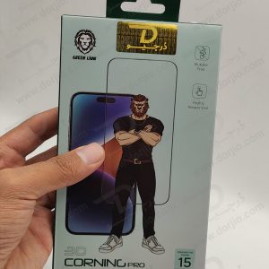 خرید گلس 3D شفاف iPhone 15 Pro برند Green Lion مدل Corning Pro