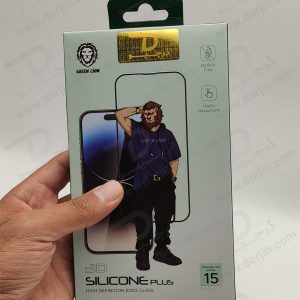 خرید گلس شفاف سیلیکون پلاس iPhone 15 Pro برند Green Lion مدل 3D Silicone Plus