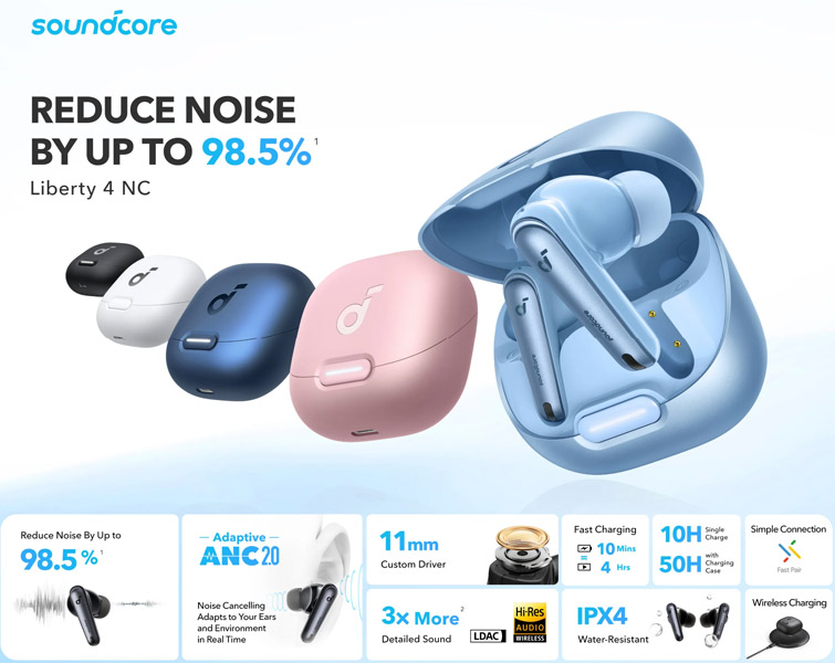 خرید ایربادز بی سیم اَنکر Soundcore Liberty 4 NC مدل Anker A3947