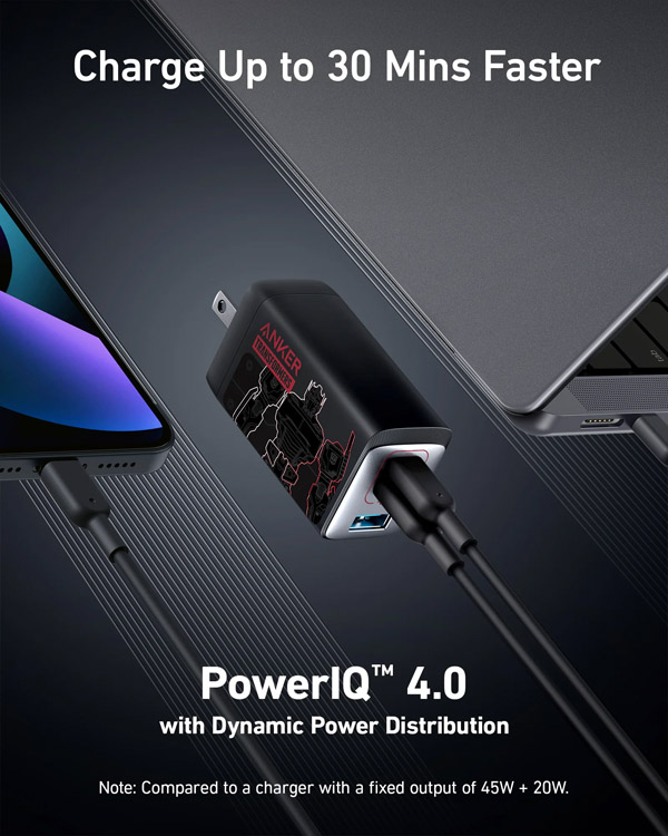 خرید شارژر سریع دیواری 65 وات اَنکر طرح تبدیل شوندگان Anker 735 Charger A2668 A2668 Transformers Edition