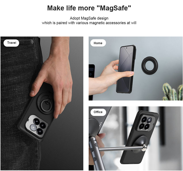 خرید قاب ضد ضربه مگنتی کمرا استند نیلکین Xiaomi 14 Pro مدل CamShield Prop Magnetic Camera Cutout