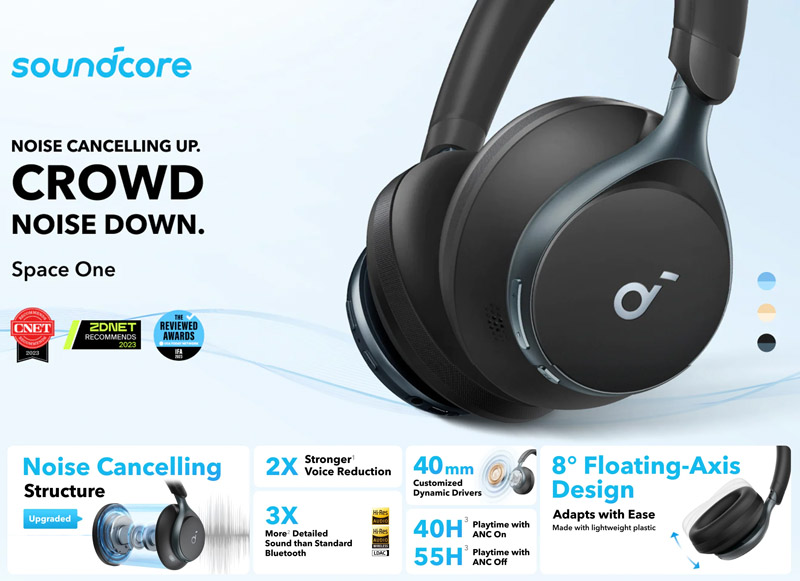 خرید هدفون بی سیم اَنکر Soundcore Space One مدل Anker A3035