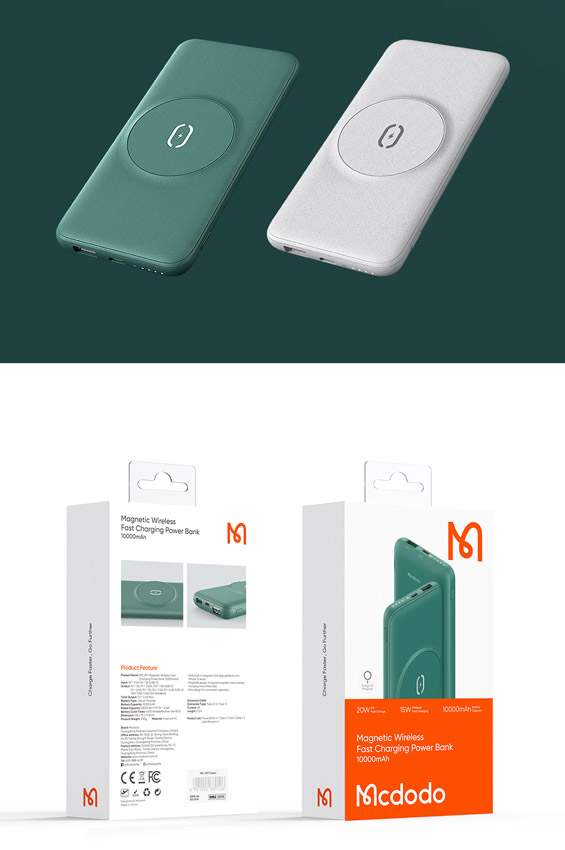 خرید پاور بانک 10 هزار وایرلس مگ سیف Mcdodo MC-877 پایه دار به همراه کابل شارژ