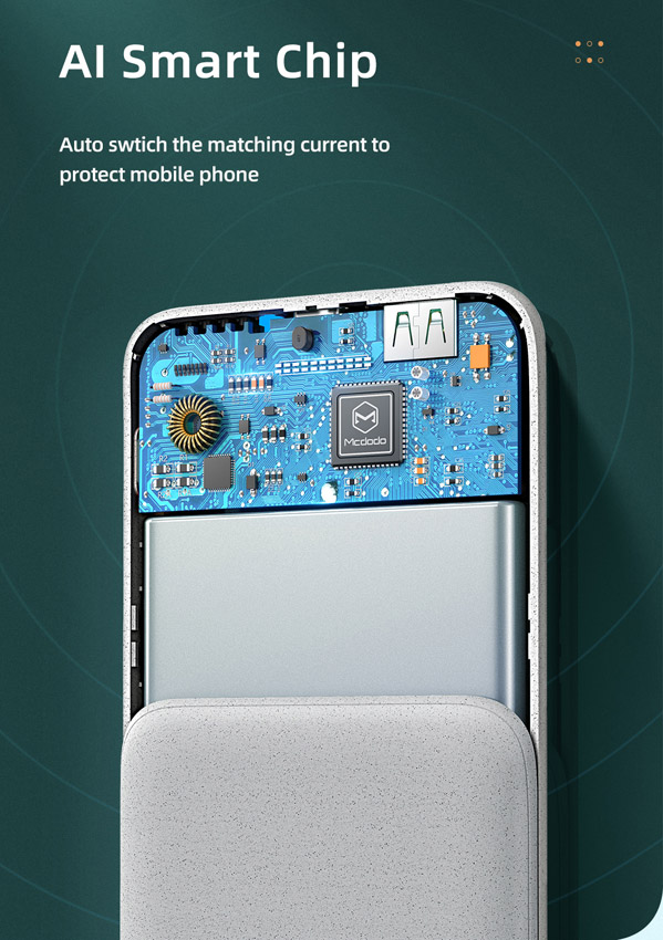 خرید پاور بانک 10 هزار وایرلس مگ سیف Mcdodo MC-877 پایه دار به همراه کابل شارژ