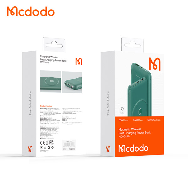 خرید پاور بانک 10 هزار وایرلس مگ سیف Mcdodo MC-877 پایه دار به همراه کابل شارژ
