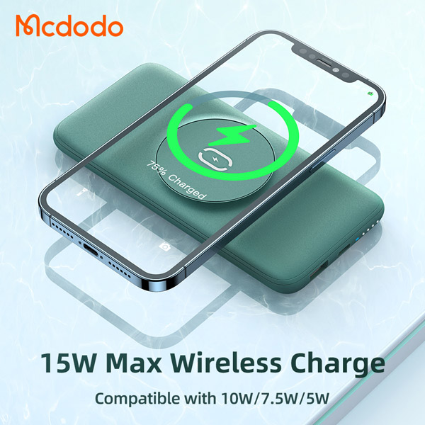 خرید پاور بانک 10 هزار وایرلس مگ سیف Mcdodo MC-877 پایه دار به همراه کابل شارژ