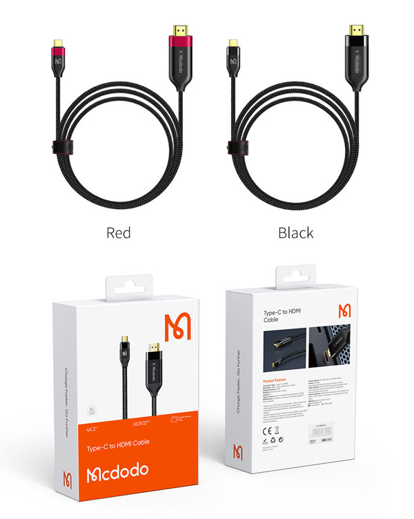 خرید کابل 2 متری 4K HDR تبدیل Type-C به HDMI مک دودو مدل Mcdodo CA-588