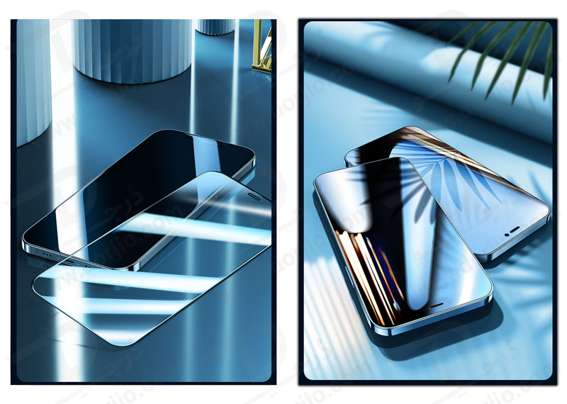 خرید گلس شیشه ای تمام شفاف iPhone 15 Pro با ابزار مخصوص نصب مارک XUNDD سری AXE