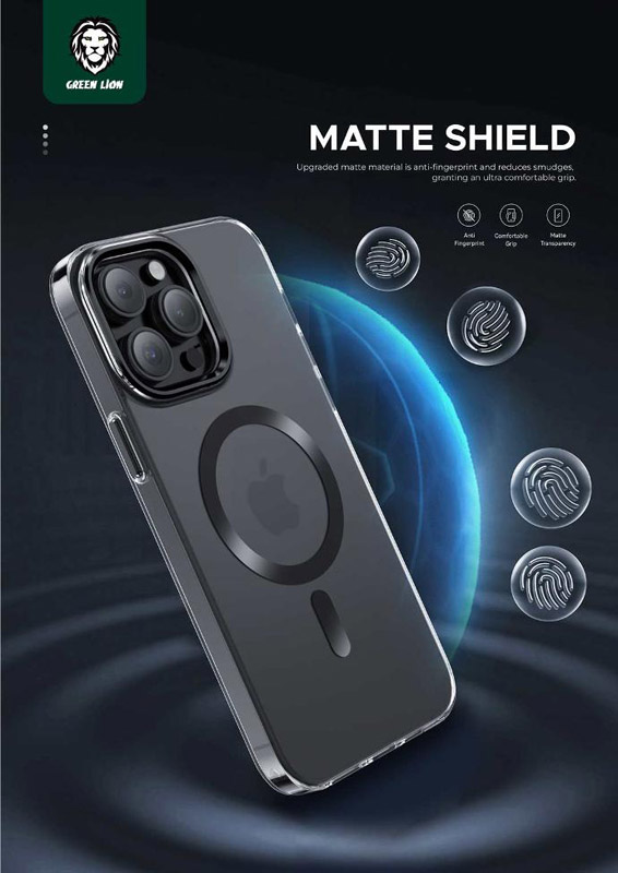خرید قاب مگ سیف مات iPhone 15 Pro مارک Green Lion مدل Matte Magsafe