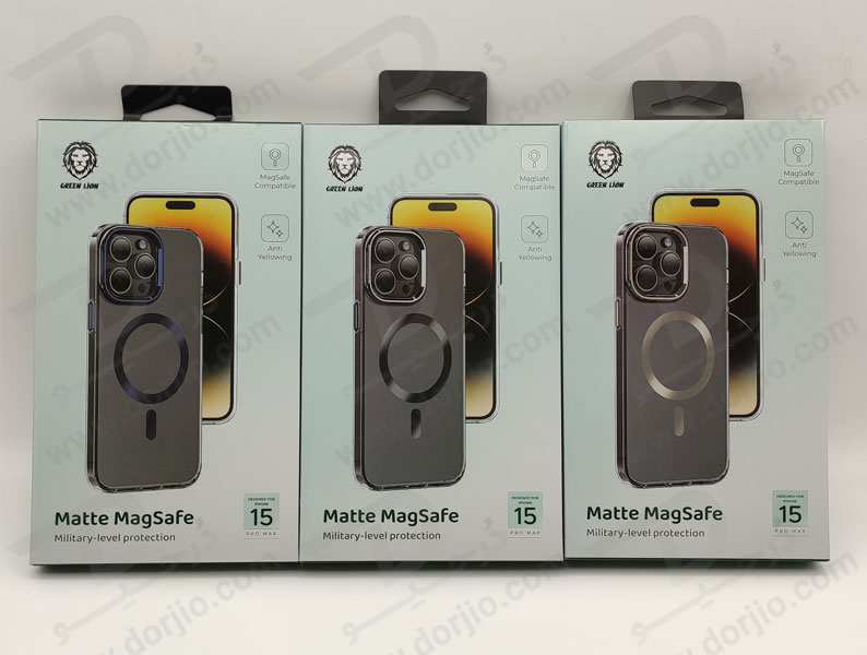 خرید قاب مگ سیف مات iPhone 15 Pro مارک Green Lion مدل Matte Magsafe
