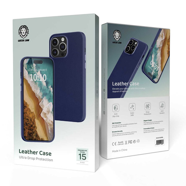 خرید قاب چرمی iPhone 15 Pro Max مارک Green Lion مدل Ultra Drop