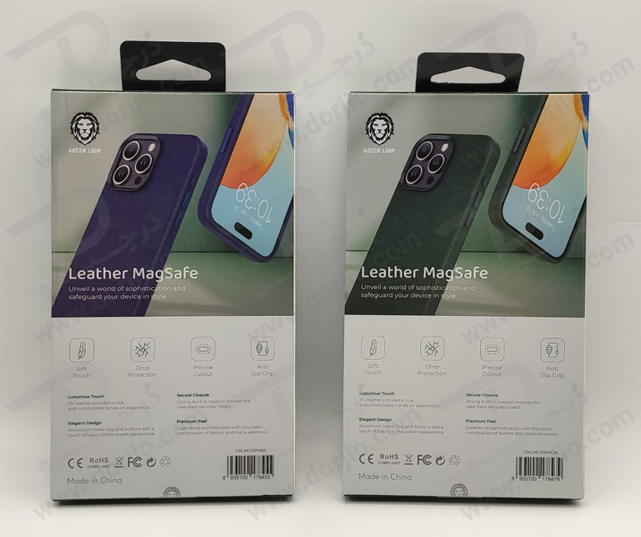 خرید قاب چرمی مگ سیف iPhone 15 Pro Max مارک Green Lion مدل Elegant Design