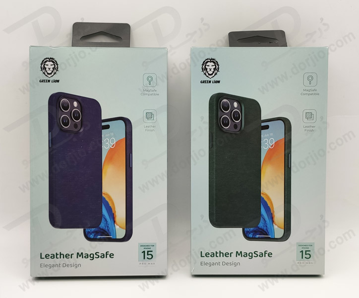 خرید قاب چرمی مگ سیف iPhone 15 Pro مارک Green Lion مدل Elegant Design