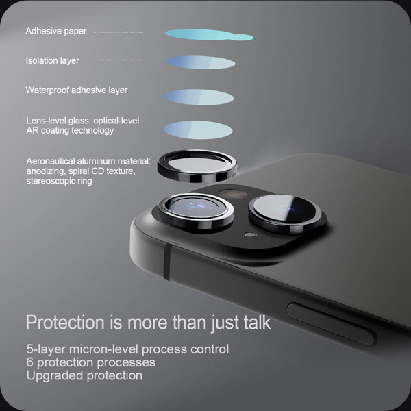 خرید محافظ لنز رینگی iPhone 15 Plus همراه با ابزار نصب مارک نیلکین مدل CLR Film