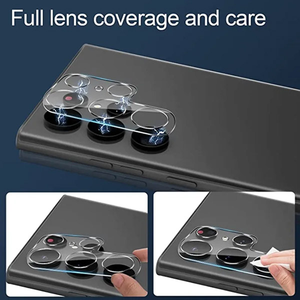 خرید محافظ لنز شیشه ای تمام شفاف Samsung Galaxy S24 Ultra مدل 3D
