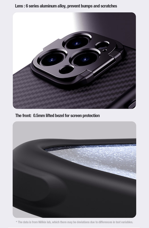 خرید گارد مگنتی مگ سیف کمرا استند iPhone 15 Pro Max مارک نیلکین مدل CarboProp