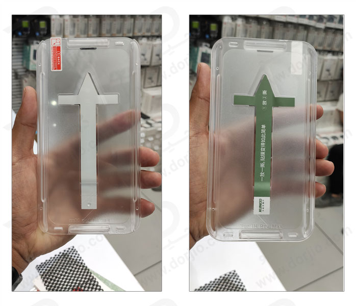 خرید گلس شیشه ای تمام شفاف iPhone 12 با ابزار مخصوص نصب مارک XUNDD سری AXE