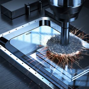 خرید گلس شیشه ای تمام شفاف iPhone 14 با ابزار مخصوص نصب مارک XUNDD سری AXE