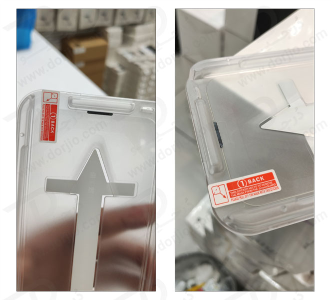 خرید گلس شیشه ای تمام شفاف iPhone 14 با ابزار مخصوص نصب مارک XUNDD سری AXE