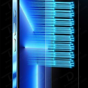 خرید گلس شیشه ای تمام شفاف iPhone 15 Pro Max با ابزار مخصوص نصب مارک XUNDD سری AXE