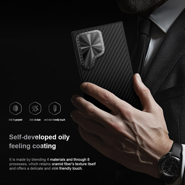 خرید قاب ضد ضربه Kevlar کمرا استند نیلکین Samsung Galaxy S24 Ultra مدل CarboProp