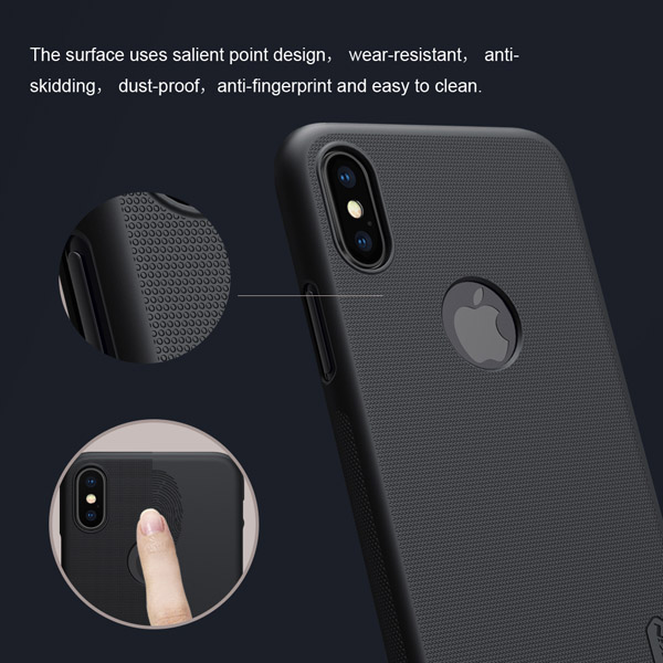 خرید قاب محافظ حفره لوگو iPhone X مارک نیلکین مدل Super Frosted Shield With LOGO cutout
