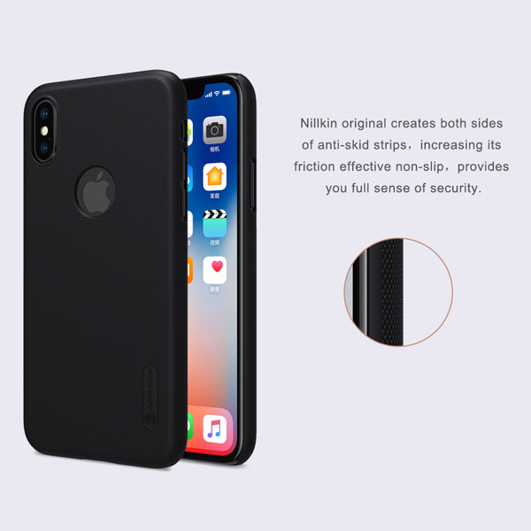خرید قاب محافظ حفره لوگو iPhone X مارک نیلکین مدل Super Frosted Shield With LOGO cutout