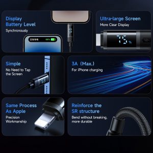 خرید کابل 1.2 متری وات فست شارژ Lightning نمایشگر دیجیتالی مک دودو Mcdodo CA-500