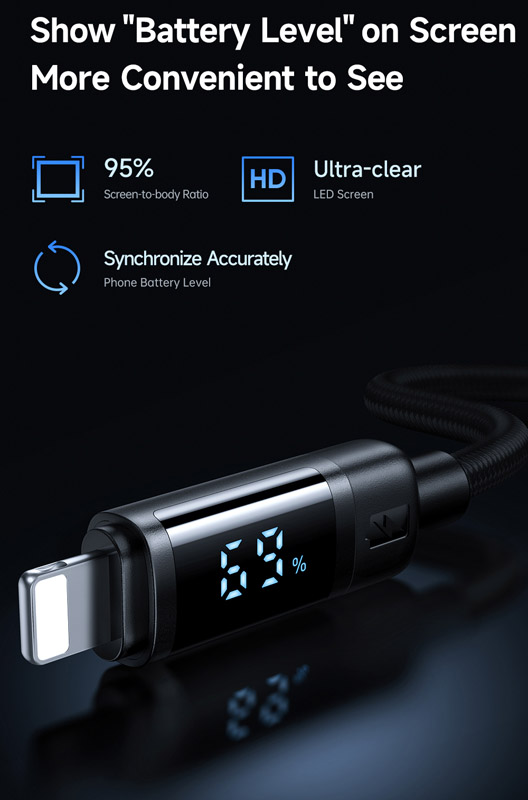 خرید کابل 1.2 متری 36 وات فست شارژ Type-C به Lightning نمایشگر دیجیتالی مک دودو Mcdodo CA-500