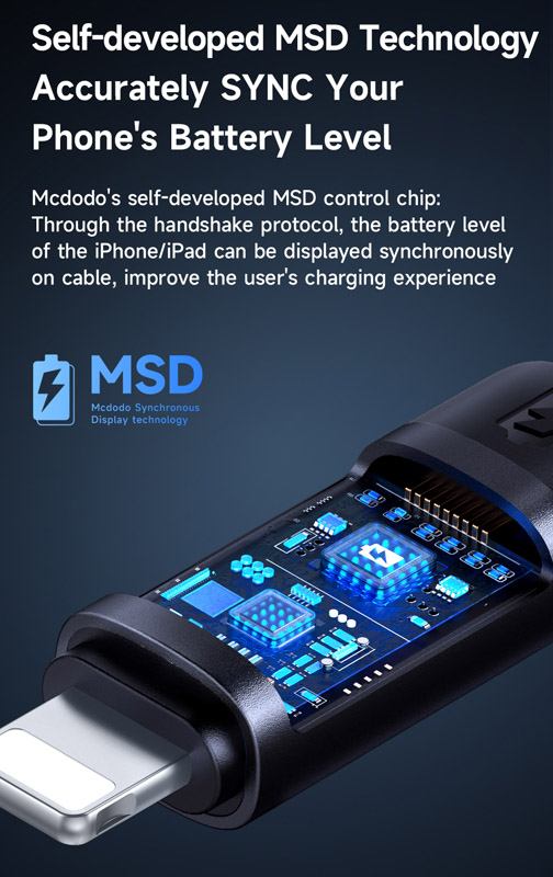 خرید کابل 1.2 متری وات فست شارژ Lightning نمایشگر دیجیتالی مک دودو Mcdodo CA-500