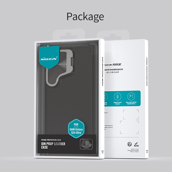 خرید کیف چرمی محافظ دوربین دار Samsung Galaxy S24 مارک نیلکین مدل Qin Prop Leather Case