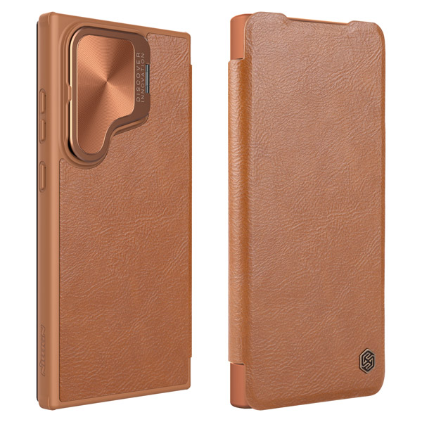 خرید کیف چرمی محافظ دوربین دار Samsung Galaxy S24 مارک نیلکین مدل Qin Prop Leather Case