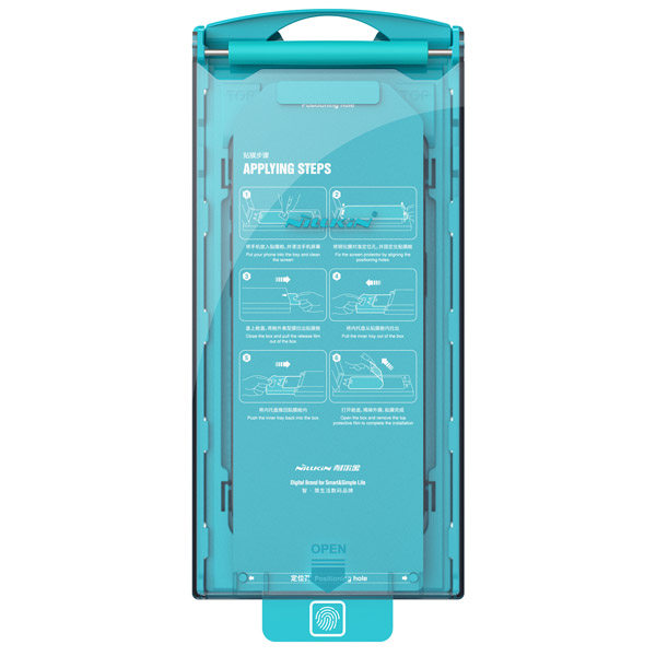 خرید گلس شیشه ای ایربگ دار با ابزار مخصوص نصب iPhone 15 Pro Max برند نیلکین مدل EZ SET